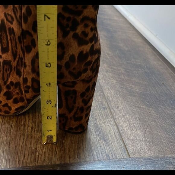 Suede Leopard Print Ankle Booties with Chunky Block Heel Sz 7 - Picture 5 of 6